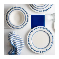 24-delni jedilni set, bel/moder, porcelan