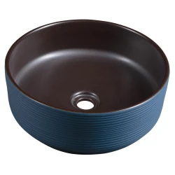 PRIORI pultni keramični umivalnik O 41 cm, modra/rjava - Rjava; modra - 41x15 cm - Sapho - PRIORI - 24 - Keramika - Krog - 410 - 150 - 410 - 14