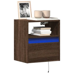Zidni TV ormarić s LED svjetlima boja hrasta 41x31x45 cm