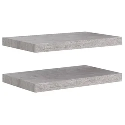 Plutajuće zidne police 2 kom boja betona 50 x 23 x 3,8 cm MDF
