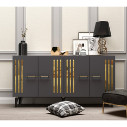 Hanah Home Konzola Junes, 150x79x40 cm, Antracit-zlatne boje