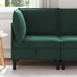 Sofa z shranjevanjem Temno zelena Žamet