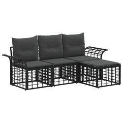 Set vanjskih sofa 4 pcs Crna i tamno siva Poliester