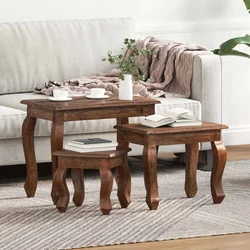 vidaXL Nesting miza 3 pcs Rjava Trden mahagonijev les