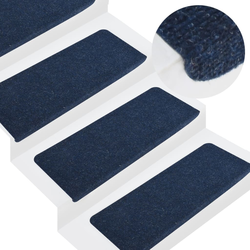 Samoljepljivi otirači za stepenice 15 kom 65x24,5x3,5 cm plavi