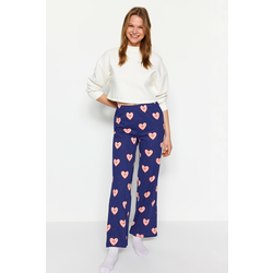 Trendyol Navy Blue 100% Cotton Heart Pattern Knitted Pajama Bottom