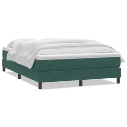 Vidaxl Box spring postelja z vzmetnico temno zelena 160x220 cm žamet