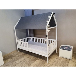 Krevet planinska kućica sa dušekom premium 200x90 Domek - Retro Bela ( 770011 )