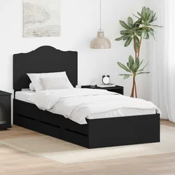 vidaXL Konstrukcija postelje Črna 100 x 200 cm Inženirsko leseno