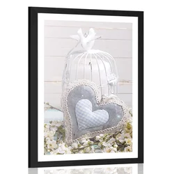 Plakat s paspartujem vintage srce in svetilke - 20x30 black