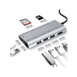 Linkom Adapter-konvertor TIP C na HDMI+3xUSB3.0+SD/MICRO SD+RJ45+TIP C