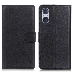 Etui Litchi za Sony Xperia 5 V - črn