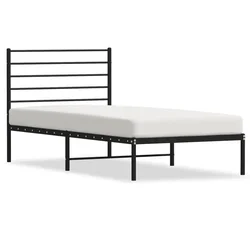 Vidaxl Kovinski posteljni okvir z vzglavjem črn 100x200 cm