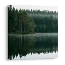 Slika jutranja meglica nad jezerom - 40x40