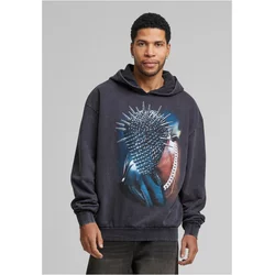 Thorned Mask Oversize Hoody Black with Acid Wash