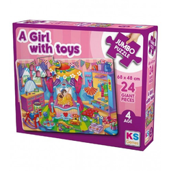 KS GAMES  Igračka puzzle jumbo Djevojčica sa igračkama JP31010 68x48cm 24 dijela