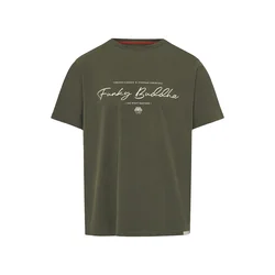 Funky Buddha Majica  temno zelena / off-bela