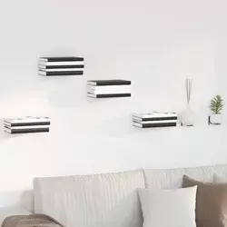 Lebdeća polica s policom Zidne 8 pcs Crna 6 x 10,8 x 6,6 cm