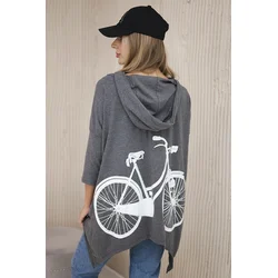 Sweatshirt with graphite melange cycling print