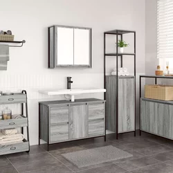 Set namještaja za kupaonicu s ladicama 2 pcs Siva sonoma i Crna