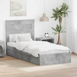 Krevet s od storage Betonski sivi 90 x 190 cm Konstruirano drvo