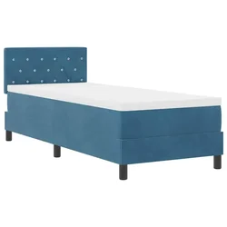Vidaxl LED Box Spring Postelja z LED Temno modra 80 x 200 cm Žamet