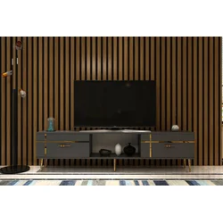 HANAH HOME TV polica Line Anthracite Gold