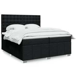 Vidaxl Box spring postelja z vzmetnico črn 200x200 cm blago