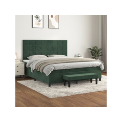 VIDAXL Box spring postelja z vzmetnico temno zelena 160x200