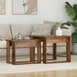 vidaXL Set kavno mizico 2 pcs Star les Konstruiran les