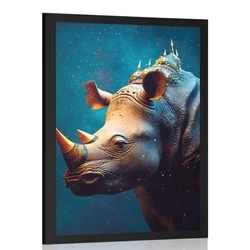 Plakat modro zlati nosorog - 60x90 black