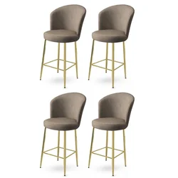 Hanah Home Set barskih stolica Fora, 4 komada, Bež-zlatni