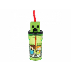 Alum online Plastični kozarec Minecraft - 3D s slamico 360 ml