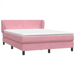 Vidaxl Box spring postelja z vzmetnico roza 160x210 cm žamet