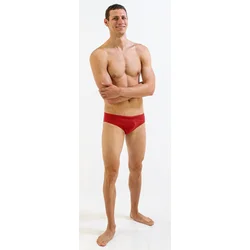 Mens swimsuit finis brief solid red 28