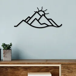Opviq Zidna dekoracija Mountain and Sun, 60x26 cm, 1.5 mm, Crna