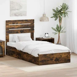 Vidaxl Konstrukcija postelje Dimljeni oreh 90 x 200 cm Konstruiran les