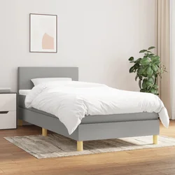 shumee Box spring postelja z vzmetnico svetlo siva 90x190 cm blago