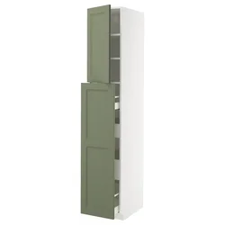 METOD / MAXIMERA Vis.elem. s izvl.funk. 4fi/1vr/2pol, bela/Axstad sivozelena, 40x60x220 cm