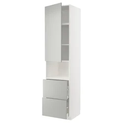 METOD / MAXIMERA Vis.elem.mikrotal. s vratima/2fioke, bela/Havstorp svetlosiva, 60x60x240 cm