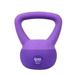 ACRAsport Soft PVC Kettlebell 2 kg, vijoličen