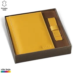 Princ Leather Set Rokovnik, B5, 330 listova + Futrola za olovku, Žuti