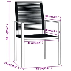 3-dijelni vrtni blagovaonski set crni