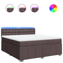 Vidaxl Box spring postelja z vzmetnico temno rjava 180x200 cm blago