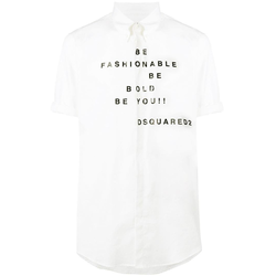 Dsquared2-printed shortsleeved shirt-men-White