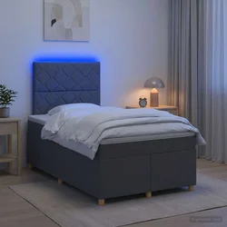 vidaXL Postelja boxspring z vzmetnico Temno siva 120 x 200 cm Blago