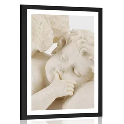 Plakat s paspartujem speči angel - 60x90 silver