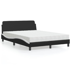 Krevet s madracem Dover crno-bijeli 140 x 190 cm od umjetne kože