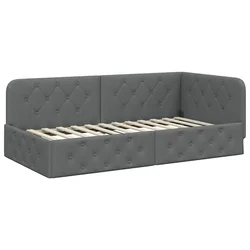 Vidaxl Kotna postelja Temno siva 90 x 190 cm blago