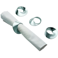 Obroč za prtičke SWIRL, set 4 kosov, srebrn, Philippi